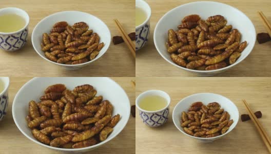 传统的香酥蚕是一种小吃高清在线视频素材下载