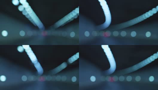 高速公路隧道中汽车夜间行驶的POV散焦视图高清在线视频素材下载