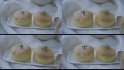 日本芝士蛋糕。高清在线视频素材下载