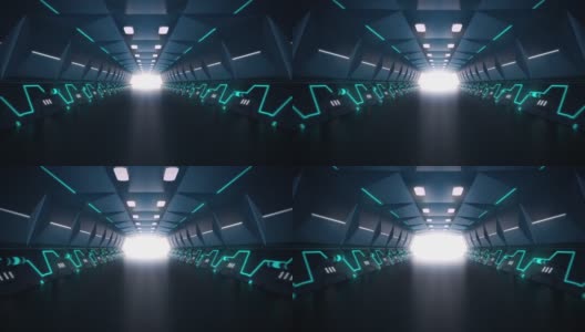 摄像机通过未来的隧道光移动，3D动画高清在线视频素材下载