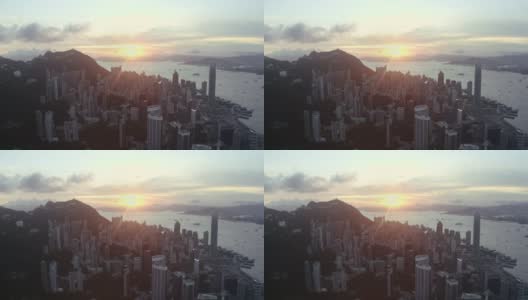 香港无人机日落高清在线视频素材下载