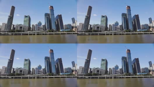 沿江高速公路布里斯班河和城市天际线高清在线视频素材下载