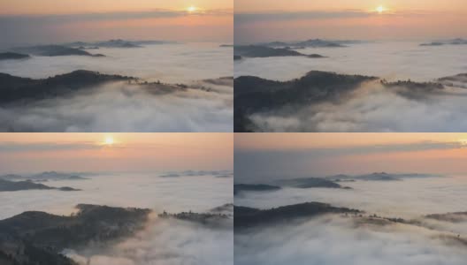 日出时，乡下有一大片雾，非常梦幻高清在线视频素材下载