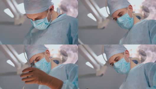 外科医生工作的肖像。从事外科手术的专业医生高清在线视频素材下载