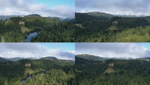 特拉布宗村山区森林和云影空中Hyperlapse 3高清在线视频素材下载