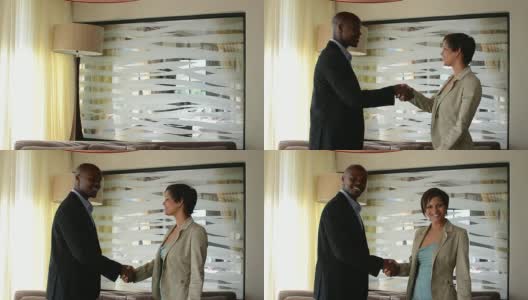 非洲男人和女人握手高清在线视频素材下载