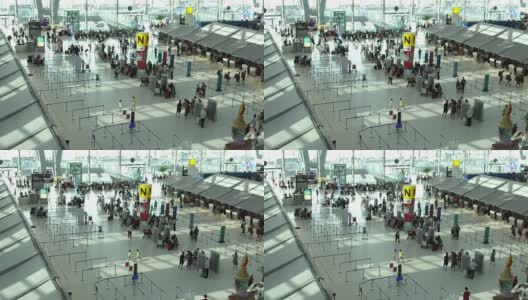 4k慢镜头机场拥挤的旅客。高清在线视频素材下载