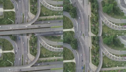 航拍中国深圳的高架桥和行驶的车辆高清在线视频素材下载