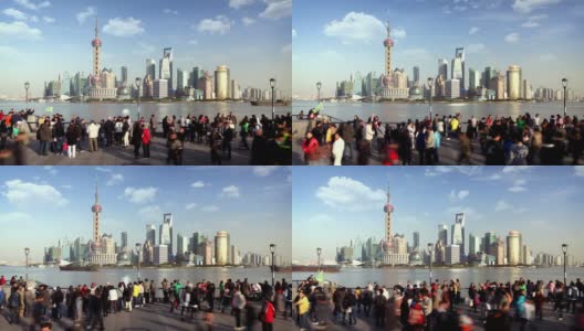 上海天际线与游客高清在线视频素材下载