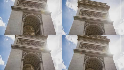 仰望巴黎的凯旋门高清在线视频素材下载