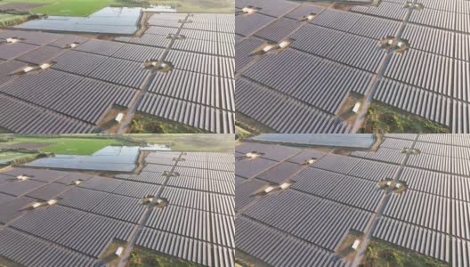 太阳能农场从太阳中生产清洁的可再生能源。成千上万的太阳能电池板，光伏太阳能电池，巨大的太阳能发电厂。高清在线视频素材下载
