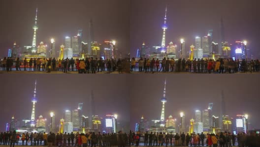 东方明珠电视塔夜景，中国上海。高清在线视频素材下载