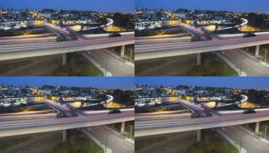 高速公路立交桥夜间延时拍摄，长时间曝光高清在线视频素材下载