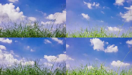 在绿色的田野上，一层一层的云高清在线视频素材下载