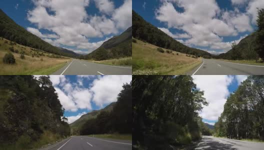 POV汽车沿着新西兰的山路行驶高清在线视频素材下载