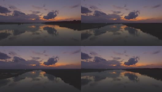 马里兰州波托马克河的空中日落镜头高清在线视频素材下载