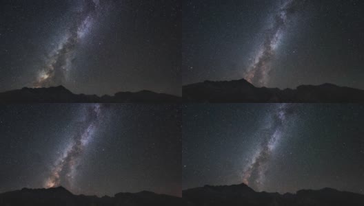 相机移动是为了捕捉银河系和星空。夜空时间流逝。高清在线视频素材下载