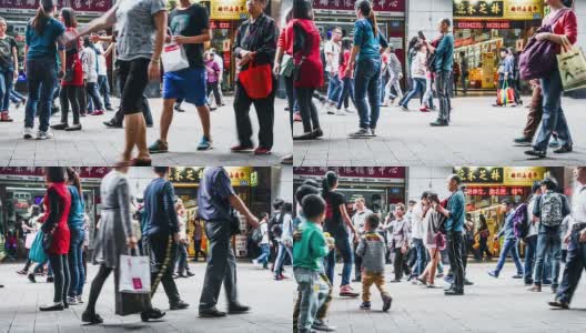 中国广州，2014年11月29日:人们在中国广州著名的购物街——北京路漫步高清在线视频素材下载
