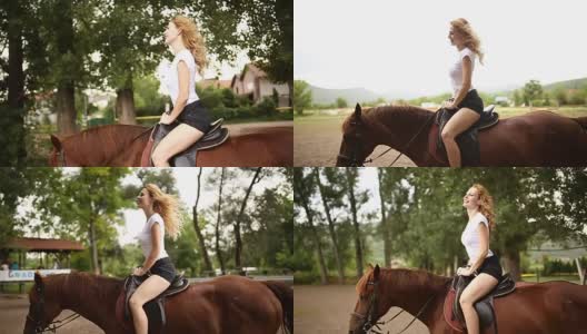 骑着马的漂亮女人高清在线视频素材下载