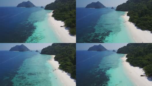 年乌菲岛有白色的沙滩。无人机鸟瞰图。缅甸(Burma)旅游目的地高清在线视频素材下载