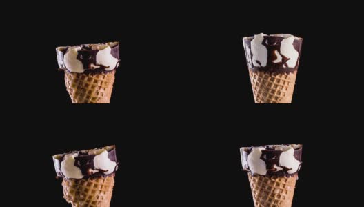 孤立冰淇淋蛋筒融化高清在线视频素材下载