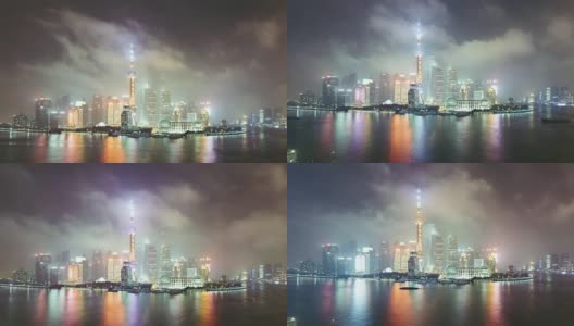T/L WS HA TD高角度上海市中心夜景/上海，中国高清在线视频素材下载