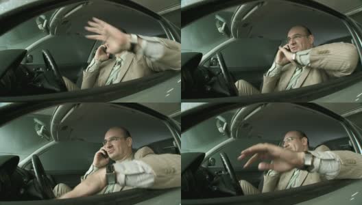 高清:在车里打电话高清在线视频素材下载
