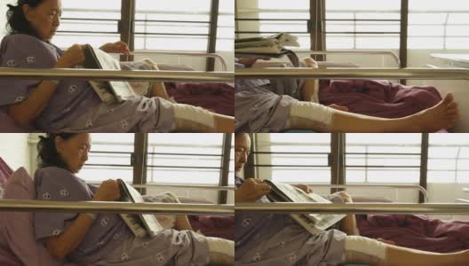 摄影:躺在医院病床上的亚洲老妇人高清在线视频素材下载