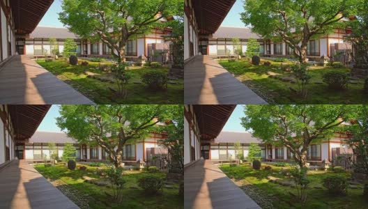 带有花园的传统日本住宅高清在线视频素材下载