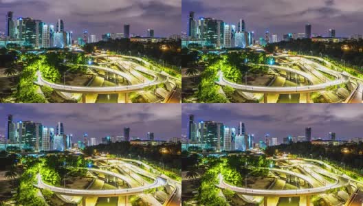 吉隆坡夜间的城市景观和天际线。时间流逝高清在线视频素材下载
