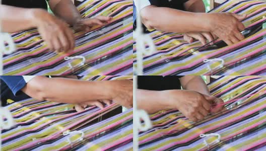 泰国妇女在织布机上织布高清在线视频素材下载