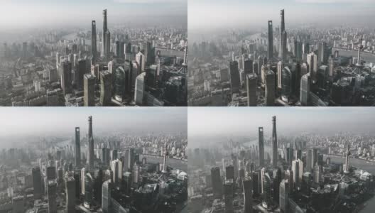 Hyper Lapse和上海天际线鸟瞰图高清在线视频素材下载