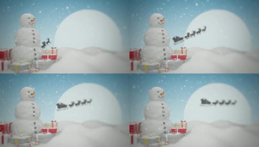 雪人和圣诞老人高清在线视频素材下载