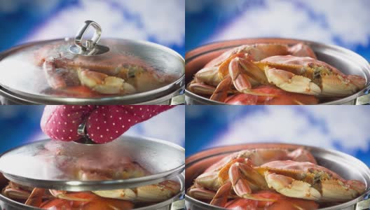 烹饪螃蟹高清在线视频素材下载