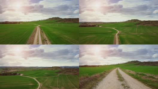 经典的托斯卡纳风景:绿色的山丘和柏树高清在线视频素材下载