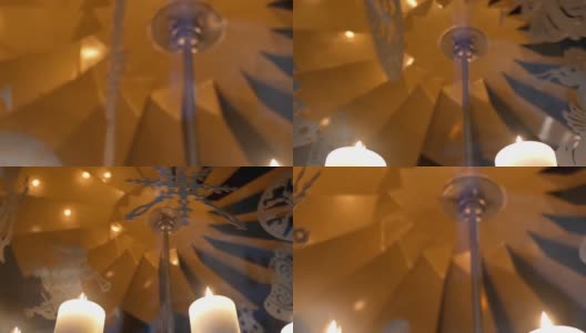 降临节白色蜡烛围绕着胶合板做成的天使或圣诞树装饰13p2高清在线视频素材下载