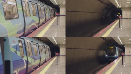 伊斯坦布尔的地铁从地铁站开出。高清在线视频素材下载