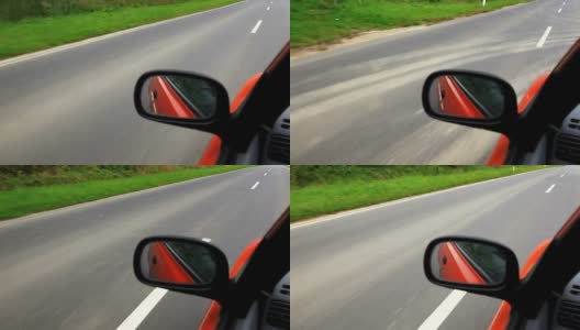Red car side mirror高清在线视频素材下载