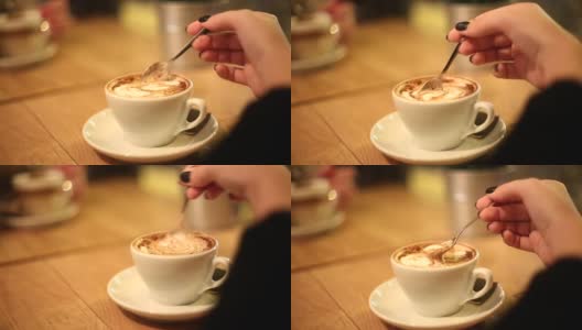 在咖啡厅休息时间喝咖啡高清在线视频素材下载