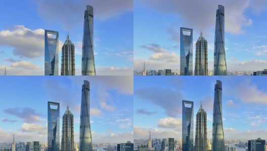 4K时光流逝:上海三大标志性摩天大楼高清在线视频素材下载