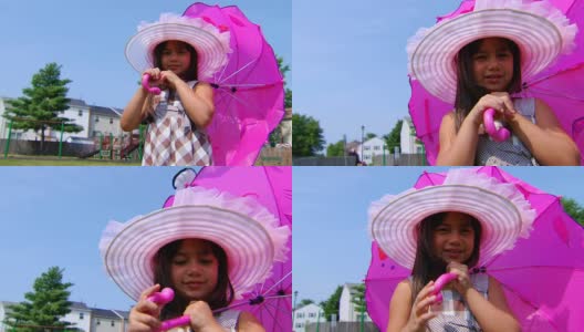 赛琳娜的粉色帽子和雨伞HH 2高清在线视频素材下载