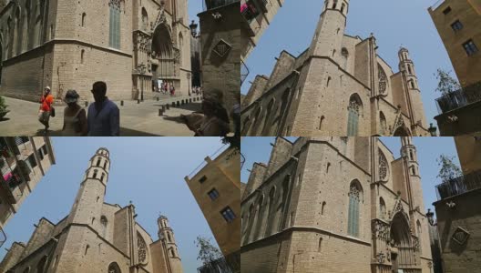 巴塞罗那的圣玛丽亚德尔马教堂高清在线视频素材下载