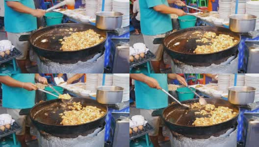 鸡蛋煎牡蛎是泰国菜中比较好的。高清在线视频素材下载