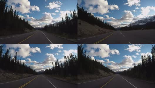 汽车行驶在冰原大道风景优美的道路上高清在线视频素材下载