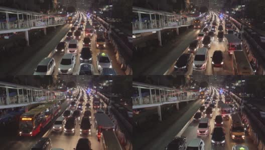 雅加达市区街道夜间交通堵塞高清在线视频素材下载