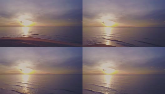 4K鸟瞰图-海滨日落高清在线视频素材下载