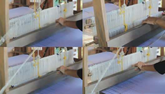 泰国妇女在织布机上织布高清在线视频素材下载