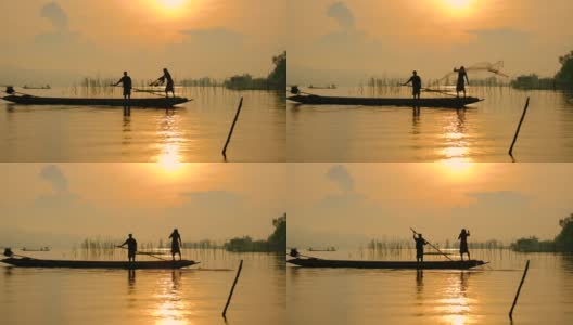 泰国渔民在湖边钓鱼高清在线视频素材下载