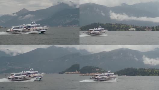 渡船，水翼，漂浮在科莫湖上高清在线视频素材下载