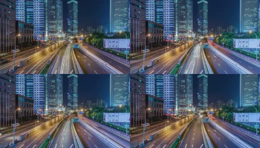 时间流逝——上海夜晚的城市交通高清在线视频素材下载